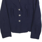 FELDPAUSCH Womens Navy Blue Tailored Jacket S Button Closure Plain Classic