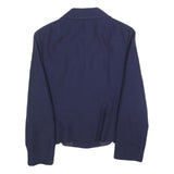 FELDPAUSCH Womens Navy Blue Tailored Jacket S Button Closure Plain Classic