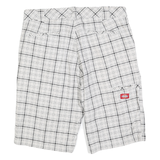 DICKIES Mens White & Black Casual Checked Shorts M W34 Cotton Blend