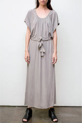belted long dress - grey