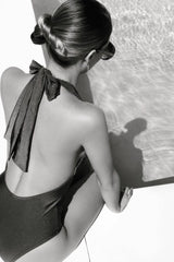 Deep Plunge One Piece Swimsuit Green