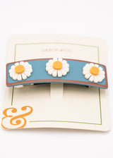 Wide bar clip - Blue Flower