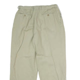 VALENTINO Mens Wool Blend Relaxed Beige Trousers W30 L27 Formal Classic Zip