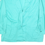 GIGINE Womens Turquoise Jacket L Cotton Button Closure Classic Fit Plain