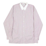 RENATO CAVALLI Mens Pink & White Relaxed Fit Plain Cotton Blend Shirt M Button