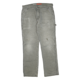 DICKIES Mens Regular Fit Grey Denim Jeans W36 L32 Workwear Cotton Blend Zip