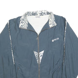 ROX SPORTSWEAR Mens Blue & White Zip Jacket L Nylon Patterned Sports Casual