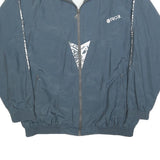 ROX SPORTSWEAR Mens Blue & White Zip Jacket L Nylon Patterned Sports Casual