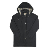 BURBERRY Womens Black Hooded Jacket M Polyester Plain Zip Long Sleeve Stylish