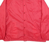 CHAMPION Mens Red Button Synthetic Jacket L Plain Lightweight Retro Track Team