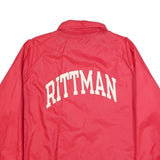 CHAMPION Mens Red Button Synthetic Jacket L Plain Lightweight Retro Track Team