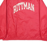 CHAMPION Mens Red Button Synthetic Jacket L Plain Lightweight Retro Track Team