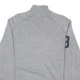 TOMMY HILFIGER Mens Grey Cotton Blend Patterned Half Zip Crew Neck Chunky Knit
