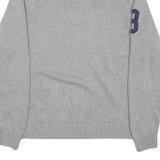 TOMMY HILFIGER Mens Grey Cotton Blend Patterned Half Zip Crew Neck Chunky Knit