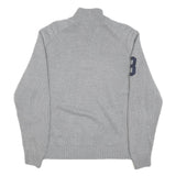 TOMMY HILFIGER Mens Grey Cotton Blend Patterned Half Zip Crew Neck Chunky Knit