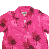 LA CABANA Womens Pink Palm Tree Print Shirt 2XL Tropical Cotton Blend Casual