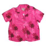 LA CABANA Womens Pink Palm Tree Print Shirt 2XL Tropical Cotton Blend Casual