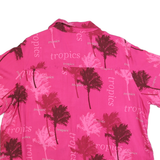 LA CABANA Womens Pink Palm Tree Print Shirt 2XL Tropical Cotton Blend Casual