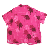 LA CABANA Womens Pink Palm Tree Print Shirt 2XL Tropical Cotton Blend Casual