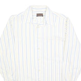 HARWYN Mens White & Light Blue Striped Cotton Blend Shirt M Casual Classic