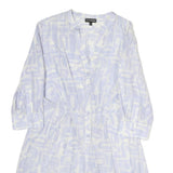 EMPORIO ARMANI Womens White Light Blue Cotton Blend Day Dress Long Sleeve M