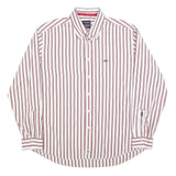 MCGREGOR Mens White & Red Stripe Classic Fit XL Shirt Cotton Blend Casual Long