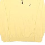 NAUTICA Mens Yellow & Navy Plain Pullover 1/4 Zip Cotton Jumper 2XL Casual