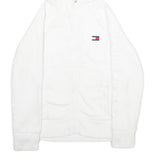 TOMMY HILFIGER Womens White Hoodie Jacket S Polyester Zippered Plain Casual