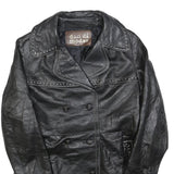 DAN DI MODES Womens Black Leather Button Jacket M Studded Detail Classic Fit
