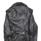 DAN DI MODES Womens Black Leather Button Jacket M Studded Detail Classic Fit