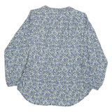 TOMMY HILFIGER Womens Blue & White Floral Blouse Long Sleeve Round Neck L Cotton