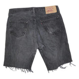 LEVI'S Mens Shorts Black Denim Cut-Off L W36 Casual Distressed Style