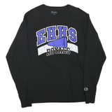 CHAMPION Mens Black EHHS Royals Graphic T-Shirt M Long Sleeve Crew Neck Cotton