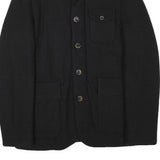 TRUSSARDI Mens Black Button Jacket M Polyester Blend Plain Classic Collar