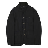 TRUSSARDI Mens Black Button Jacket M Polyester Blend Plain Classic Collar