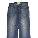BMM Mens Jeans Blue Regular Straight Denim Medium W33 L32 Button Cotton