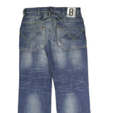 BMM Mens Jeans Blue Regular Straight Denim Medium W33 L32 Button Cotton