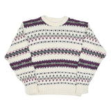 PINNACLE Womens Cream Patterned Jumper Crew Neck Basic Knit M Winter Knitwear