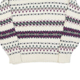 PINNACLE Womens Cream Patterned Jumper Crew Neck Basic Knit M Winter Knitwear