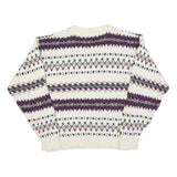 PINNACLE Womens Cream Patterned Jumper Crew Neck Basic Knit M Winter Knitwear