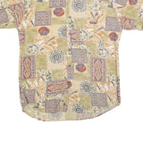COLDOR Mens Beige Patterned Casual Shirt M Cotton Blend Summer Style