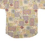 COLDOR Mens Beige Patterned Casual Shirt M Cotton Blend Summer Style