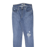LEVI'S Womens Slim Blue Denim Raw Jeans W29 L30 Distressed Zip Closure