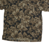 GEOFFREY BEANE Mens Black & Brown Floral Print Shirt M Cotton Casual Summer