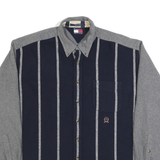 TOMMY HILFIGER Mens Blue & Grey Striped Wool Blend Shirt XL Relaxed Fit