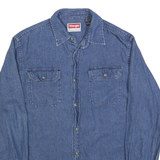 WRANGLER Mens Blue Denim Shirt S Casual Cotton Blend Long Sleeve Button Up