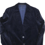 Mens Navy Blue Classic Jacket S Polyester Blend Plain Button Closure