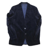 Mens Navy Blue Classic Jacket S Polyester Blend Plain Button Closure