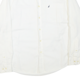 NAUTICA Mens White Button-Down Shirt L Classic Cotton Blend Long Sleeve