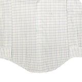 ARROW Mens White Blue & Yellow Checked Shirt XL Classic Button Collar Long